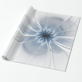 Zachte en gevoelige blauwe fractale fantasiebloem cadeaupapier