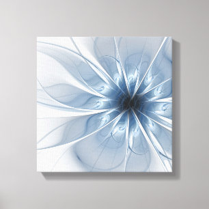 Zachte en gevoelige blauwe fractale fantasiebloem canvas afdruk