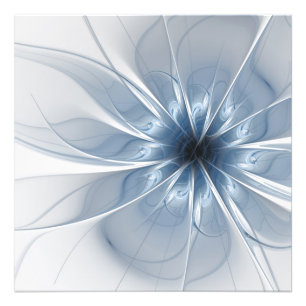Zachte en gevoelige blauwe fractale fantasiebloem foto afdruk