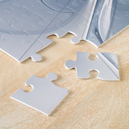 Zachte en gevoelige blauwe fractale fantasiebloem  legpuzzel (Zijkant)