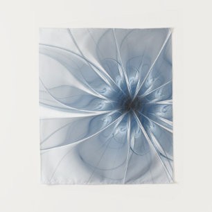 Zachte en gevoelige blauwe fractale fantasiebloem  wandkleed