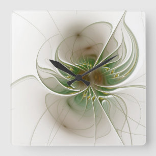 Zachte en gevoelige fractale fantasiebloemen vierkante klok