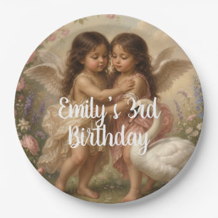 zachte engel cherub meisjes verjaardag papieren bordje