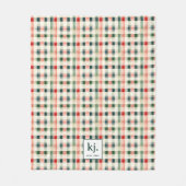 Zachte Evergroene Gingham Monogram Fleece Deken (Voorkant)