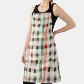 Zachte Evergroene Gingham Monogram Schort (Insitu)