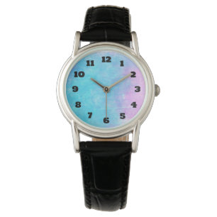 Zachte fijne Waterverven in roze Paars en blauw Horloge