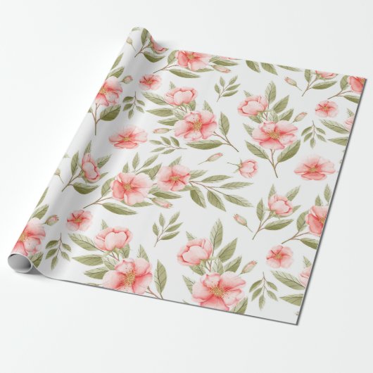 Zachte Floral Cadeaupapier (Uitgerold)