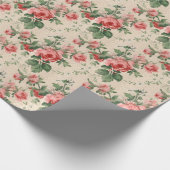 Zachte Floral Red Rose Pattern Cadeaupapier (Hoek)