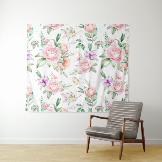 Zachte Floral Wandkleed (In Situ (horizontaal))