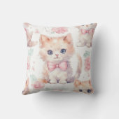 Zachte Fluffy Kittens met Roze Rozen Kussen (Achterkant)