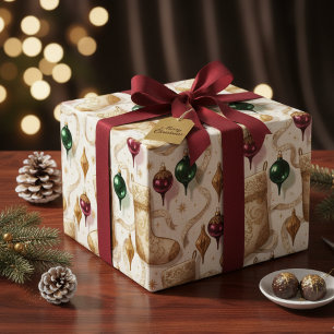 Zachte Fluwelen Erfstuk Kerstmutsen Cadeaupapier