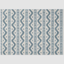 Zachte Franse Blauwe Ikat, Crème Ondergrond