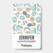 Zachte Fruitpatroon Zomer Lijntekening Badge (Achterkant)