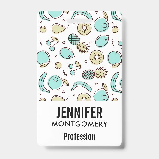 Zachte Fruitpatroon Zomer Lijntekening Badge (Voorzijde)