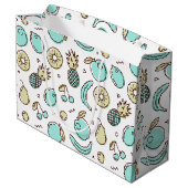 Zachte Fruitpatroon Zomer Lijntekening Verjaardag Groot Cadeauzakje (Achterkant Gekanteld)