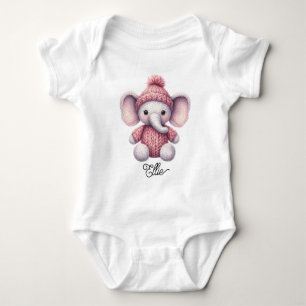 Zachte Gebreide Baby Olifant Romper