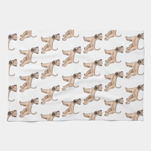 Zachte gecoate tarwedrager cartoon hondenpatroon theedoek (Horizontaal)