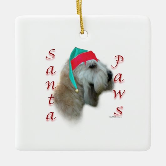 Zachte gecoate tarwedrager Santa Paws Keramisch Ornament (Voorkant)