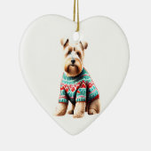Zachte gecoate tarweterriër in kersttrui keramisch ornament (Rechts)
