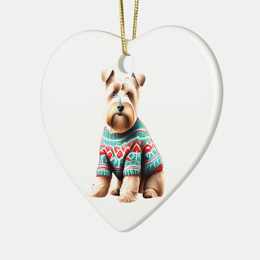 Zachte gecoate tarweterriër in kersttrui keramisch ornament (Links)