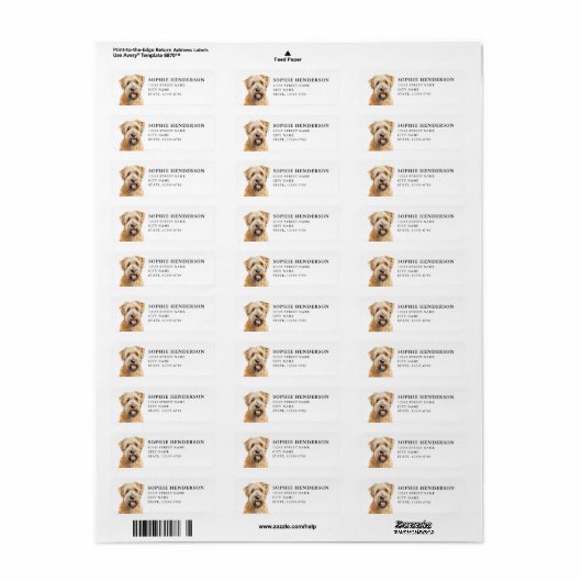 Zachte gecoate Wheaten Terrier retour adres label (Full Sheet)