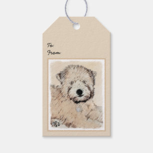 Zachte gecoate Wheaten Terrier schilderij Originel Cadeaulabel