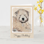 Zachte gecoate Wheaten Terrier schilderij Originel Kaart (Gele Bloem)