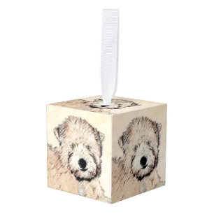Zachte gecoate Wheaten Terrier schilderij Originel Kubus Ornament