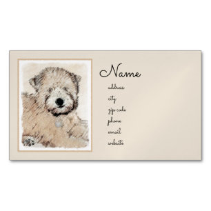 Zachte gecoate Wheaten Terrier schilderij Originel Magnetisch Visitekaartje