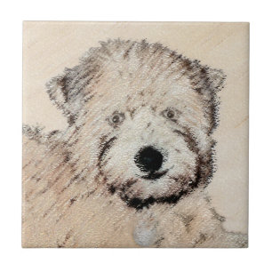 Zachte gecoate Wheaten Terrier schilderij Originel Tegeltje