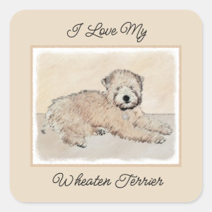 Zachte gecoate Wheaten Terrier schilderij Originel Vierkante Sticker
