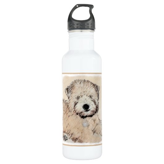 Zachte gecoate Wheaten Terrier schilderij Originel Waterfles (Voorkant)