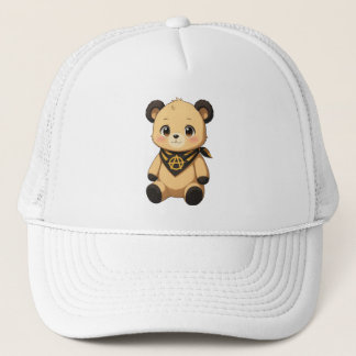 Zachte gele en zwarte Ancap-teddybeer Trucker Pet