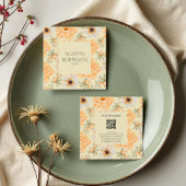 Zachte gele groene bloemist vierkante visitekaartje