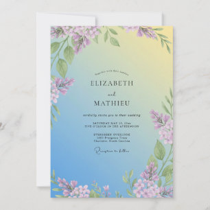 Zachte Gele Sering Eucalyptus Bruiloft Kaart