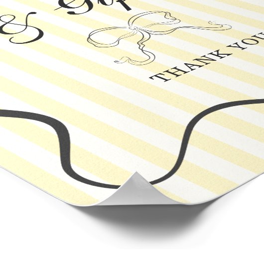 Zachte Gele Strepen Boog Kaarten en Geschenken Poster (Hoek)