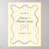 Zachte Gele Strepen Bruidssoiree Welkom Poster (Voorkant)