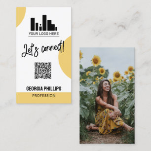 Zachte gele vormen QR code foto & uw Logo Visitekaartje