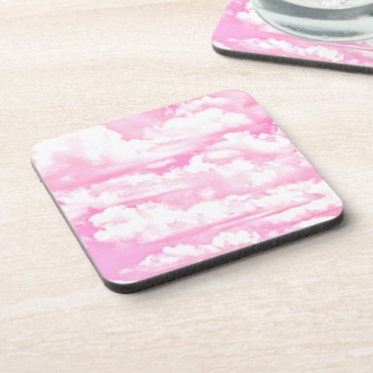 Zachte Gelukkige Fuchsia Roze Wolken Bier Onderzetter (Linkerzijde)