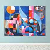 Zachte geometrie: tinten van blauw & roze in Abstr Canvas Afdruk (Insitu (Houten vloer))