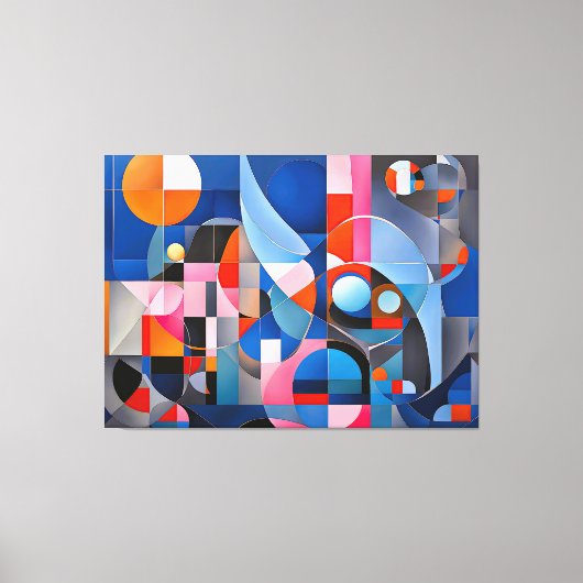 Zachte geometrie: tinten van blauw & roze in Abstr Canvas Afdruk (Voorkant)