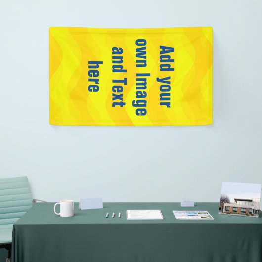 Zachte golven geel en uw ideeën spandoek (Beurs)