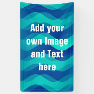 Zachte golven gradiënten blauwe cyaan + uw ideeën spandoek