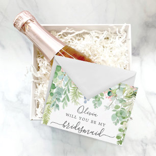 Zachte Greenery Bridesmaid-Kaart Briefkaart