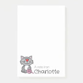 Zachte grijze cartoon kat naam post-it® notes (Voorkant)