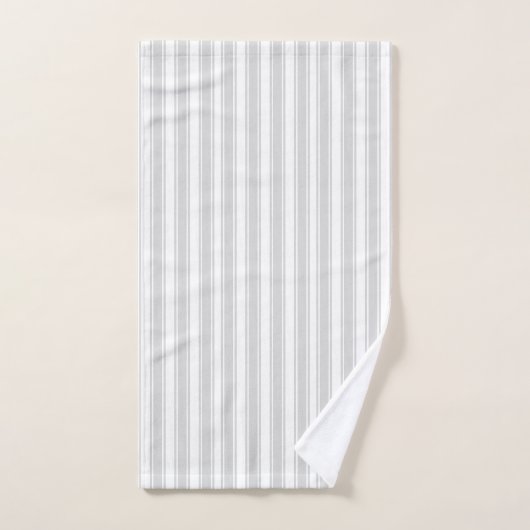 Zachte Grijze en Witte Ticking Streep Bad Handdoek (Handdoek)