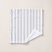 Zachte Grijze en Witte Ticking Streep Bad Handdoek (Wasdoekje)