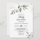 Zachte Groene Aquarel Blad & Bloem | Goud Kaart (Voorkant)