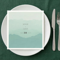 Zachte groene bergen bruiloft servet