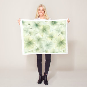 Zachte Groene Bloemige Waterverfpatroon Fleece Dek Deken